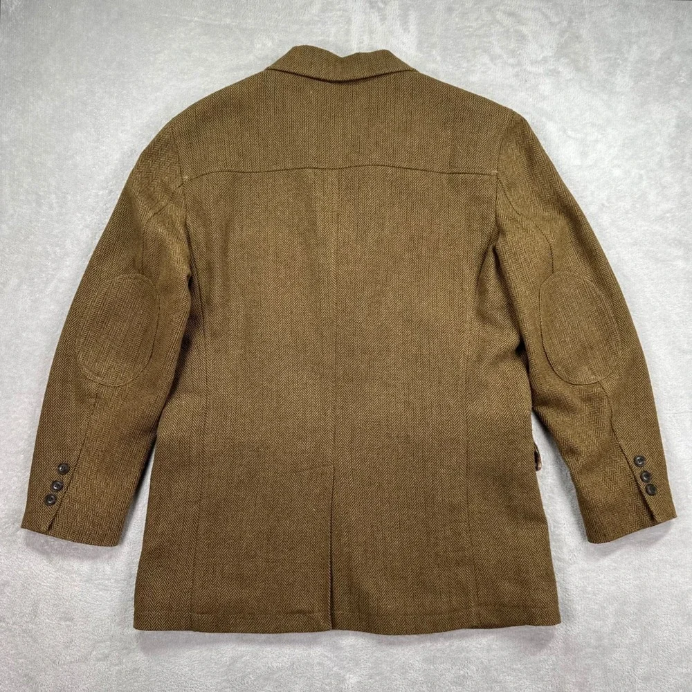 Territory Ahead Blazer Mens Medium Brown Herringbone Wool Blend Elbow Patches